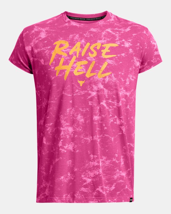 Men's Project Rock Raise Hell Cap Sleeve T-Shirt in Pink image number 2